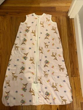 Girls' Pale Pink Deer & Floral Sleep Sack - Cozy Sleeveless Pajama Sack
